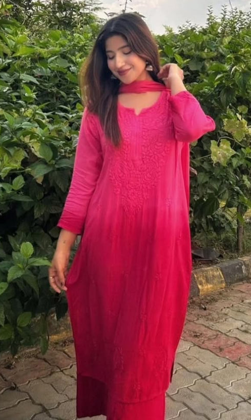 Graceful Chanderi Silk Kurti Set